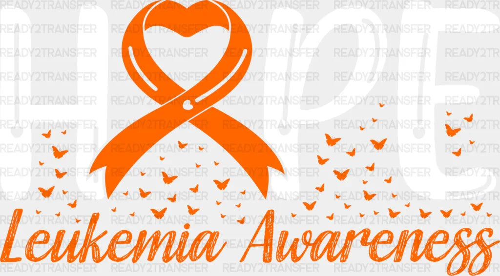 Hope Ribbon Design - Leukemia Dtf Heat Transfer Adult Unisex S & M (10’’) / Light Color (See