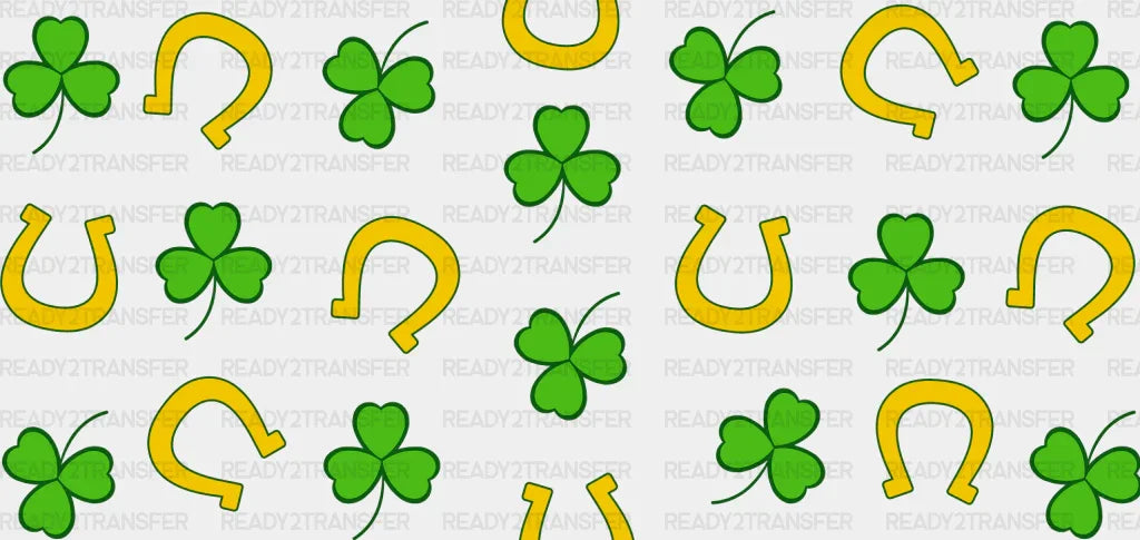 Horseshoe And Clovers - St Patrick Cup Wrap Uv Sticker Permanent Dtf Decal