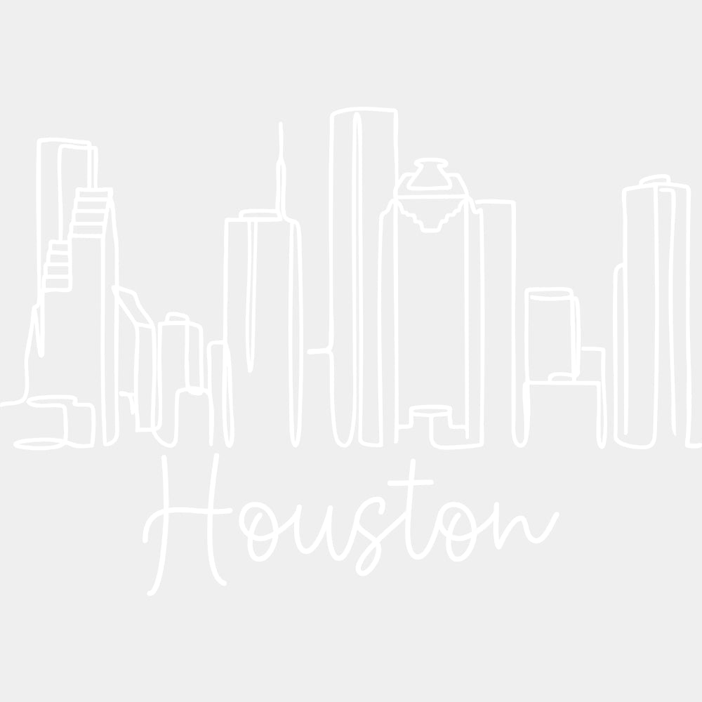 Houston, B&W City Silhouette - States & Cities DTF Transfers ready2transfer Light Color Design (See Imaging)