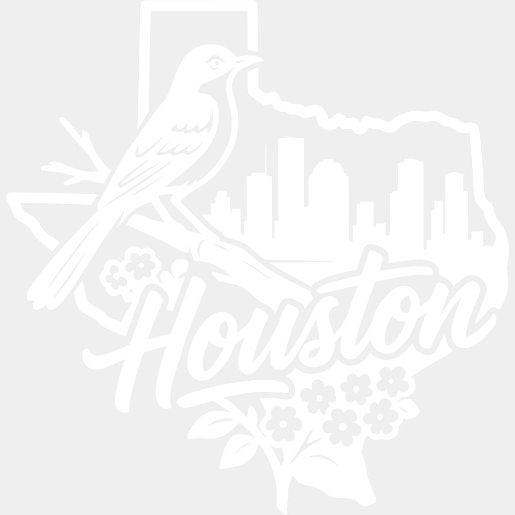 Houston Bird B&W Map - States & Cities DTF Transfers ready2transfer Light Color Design (See Imaging)