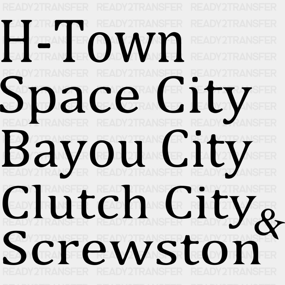 Houston Names - States & Cities DTF Transfers ready2transfer Dark Color Design (See Imaging)