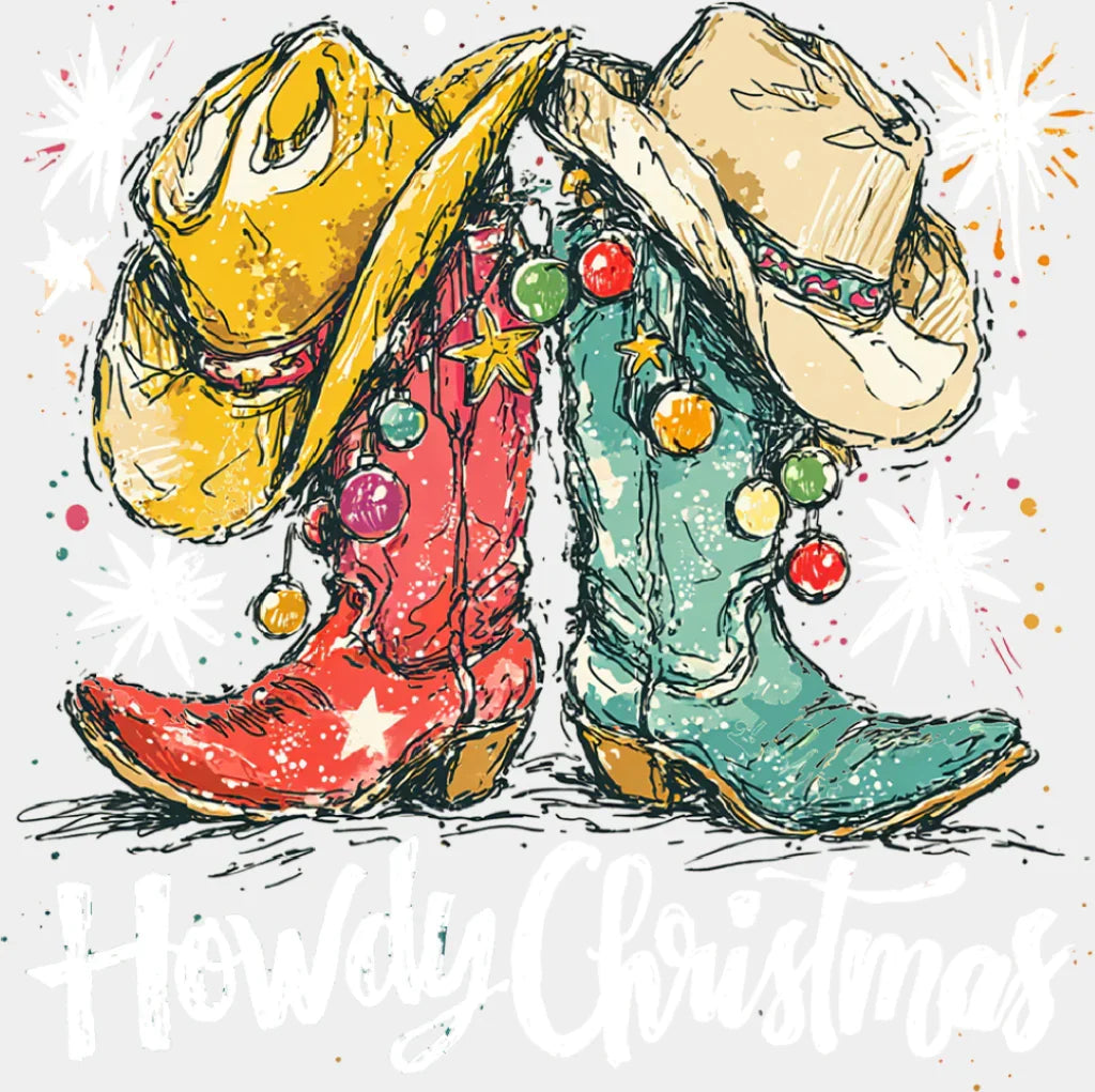 Howdy Christmas Boots & Hats - Christmas DTF Transfer Adult Unisex - S & M (10’’) / Light Color Design (See Imaging)