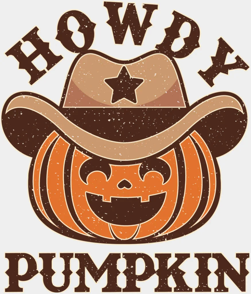 Howdy Pumpkin - Halloween DTF Transfer Adult Unisex - S & M (10’’) / Light Color Design (See Imaging)