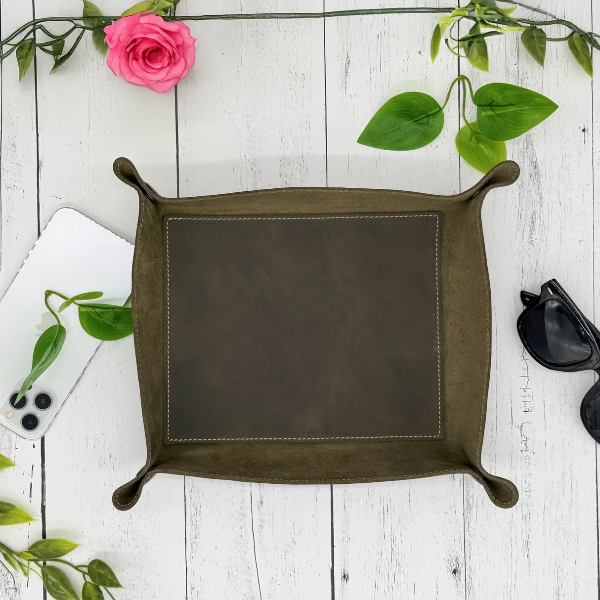 Custom Engraved Leather Tray