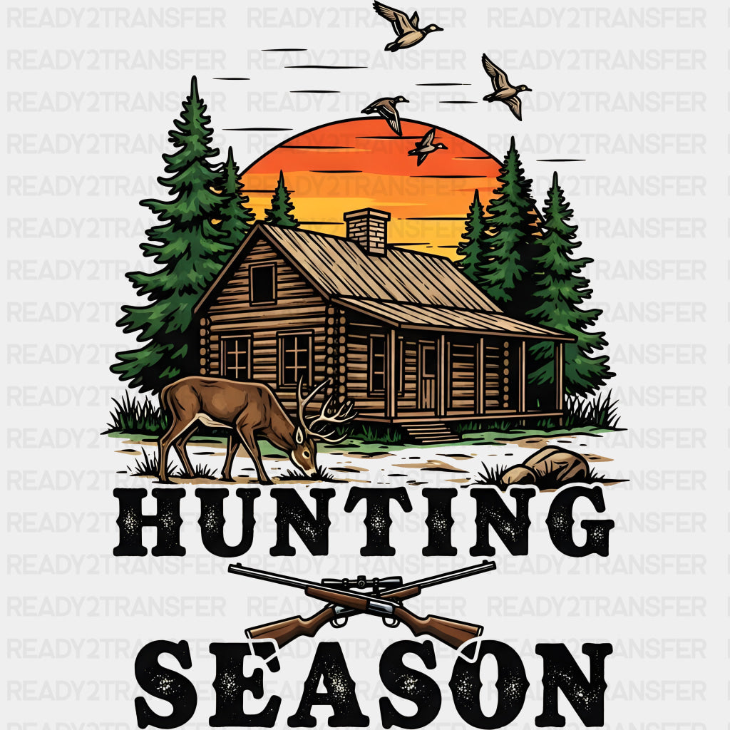 Hunting Season, Cabin - Hunting DTF Transfers ready2transfer Dark Color Design (See Imaging)