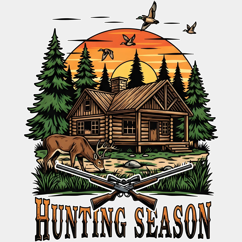 Hunting Season, Cabin In The Woods - Hunting DTF Transfers ready2transfer Light Color Design (See Imaging)