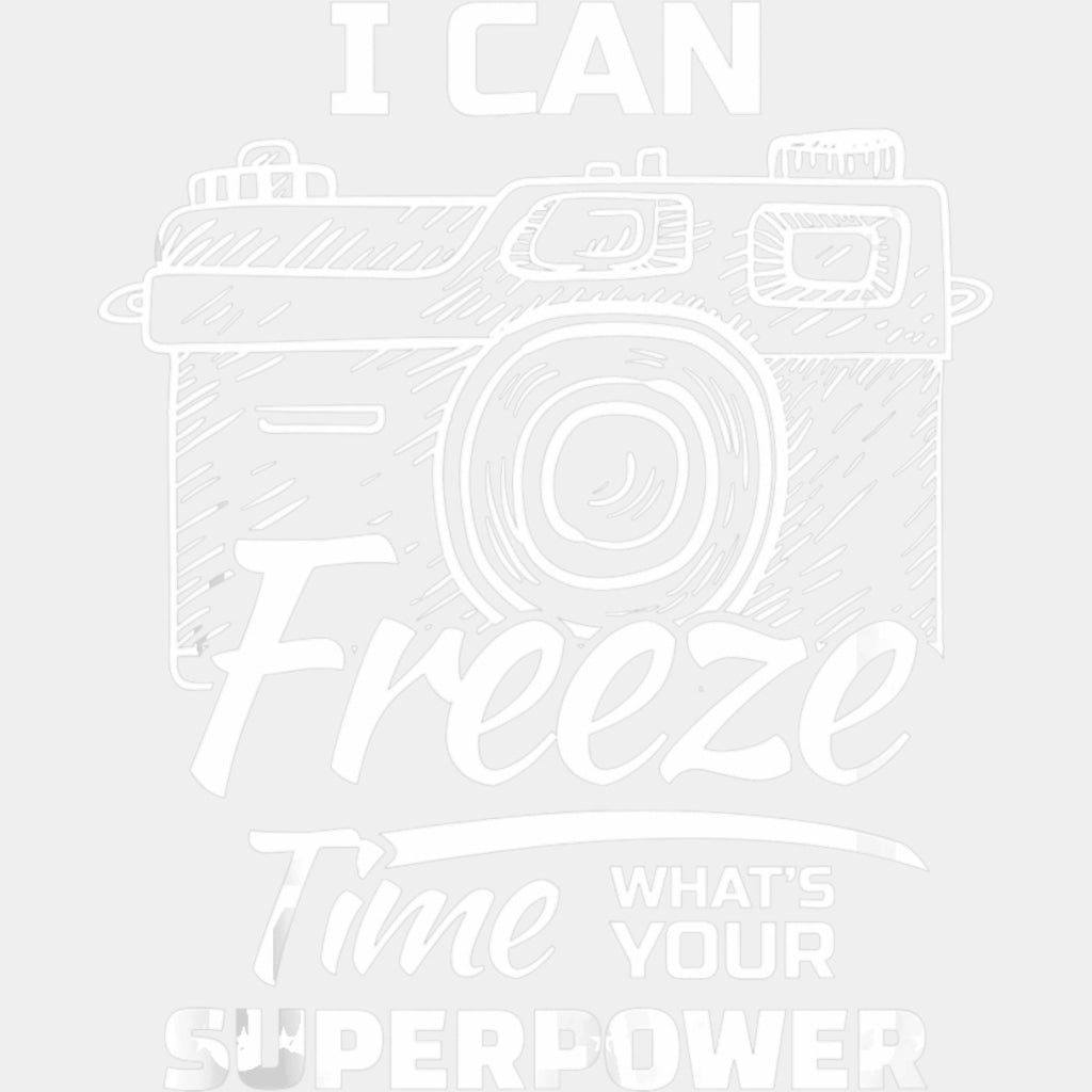 I Can Freeze Time, B&W Camera Sketch - Photography DTF Transfers ready2transfer Light Color Design (See Imaging)