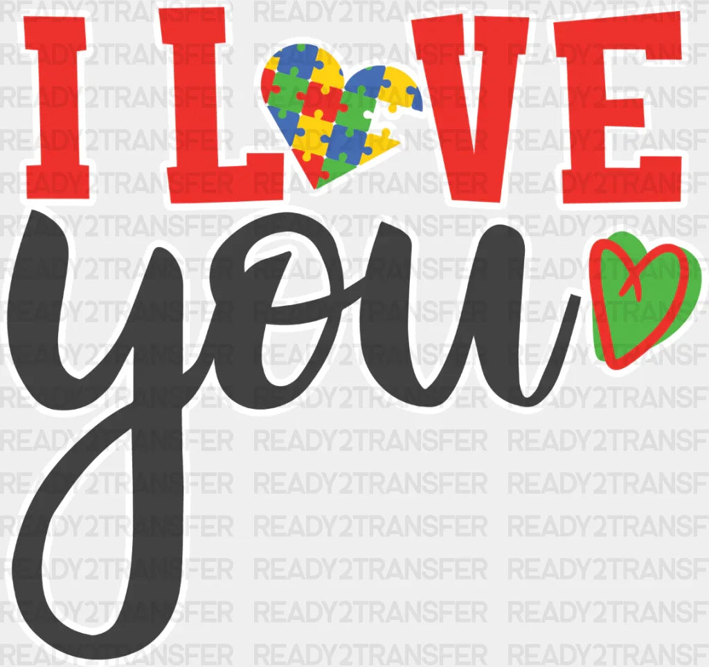 I Love You Puzzle - Sister Dtf Heat Transfer Adult Unisex S & M (10’’) / Light Color Design