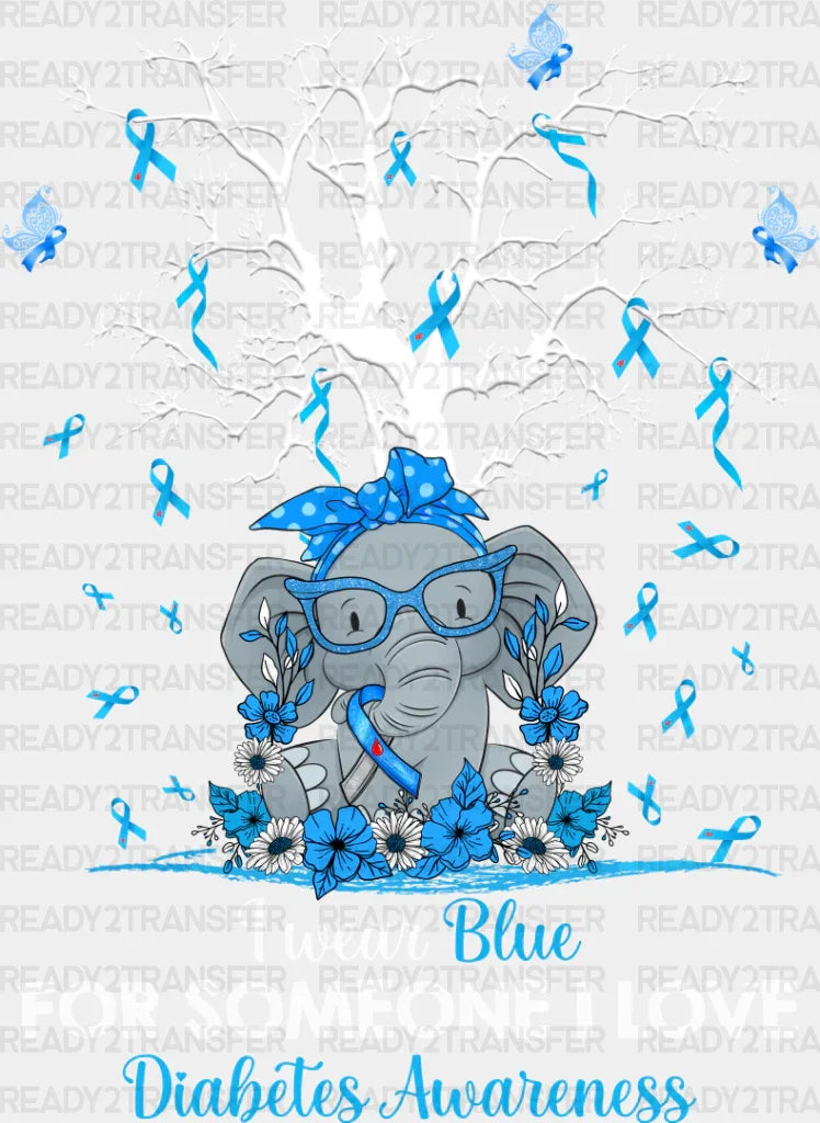 I Wear Blue For Someone Love - Diabetes Dtf Heat Transfer Adult Unisex S & M (10’’) / Light
