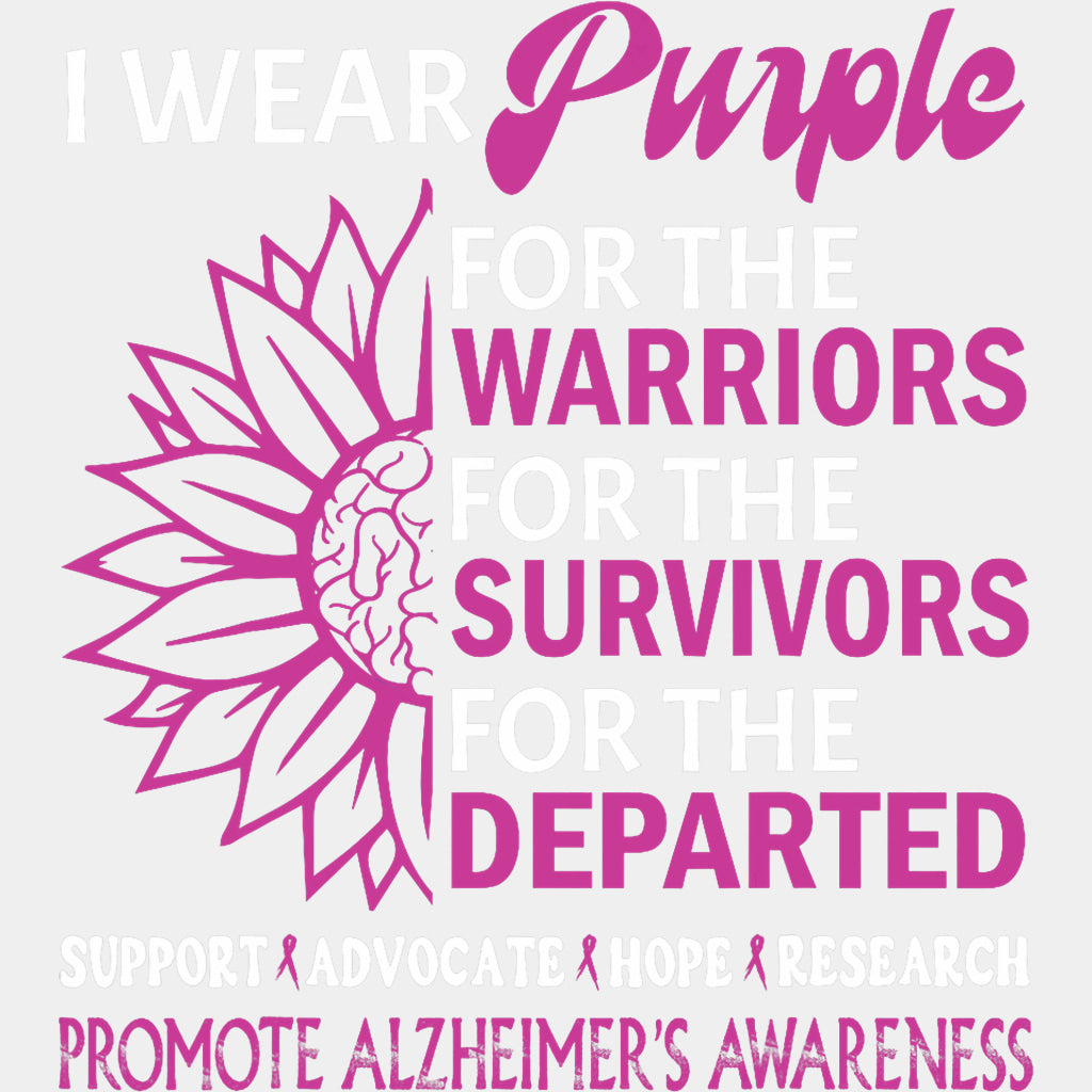 I Wear Purple For The Warriors - Alzheimer's Awareness DTF Transfer ready2transfer Light Color Design (See Imaging)