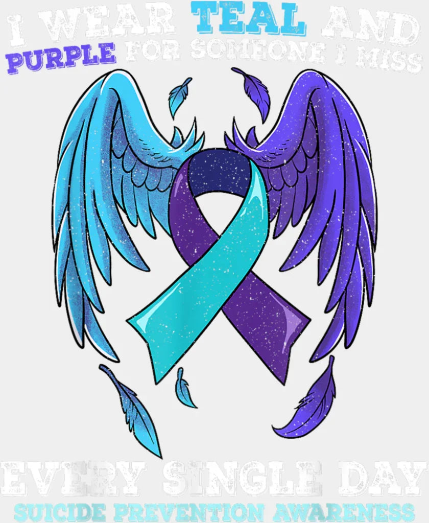 I Wear Teal And Purple - Suicide Awareness DTF Transfer ready2transfer Light Color Design (See Imaging)