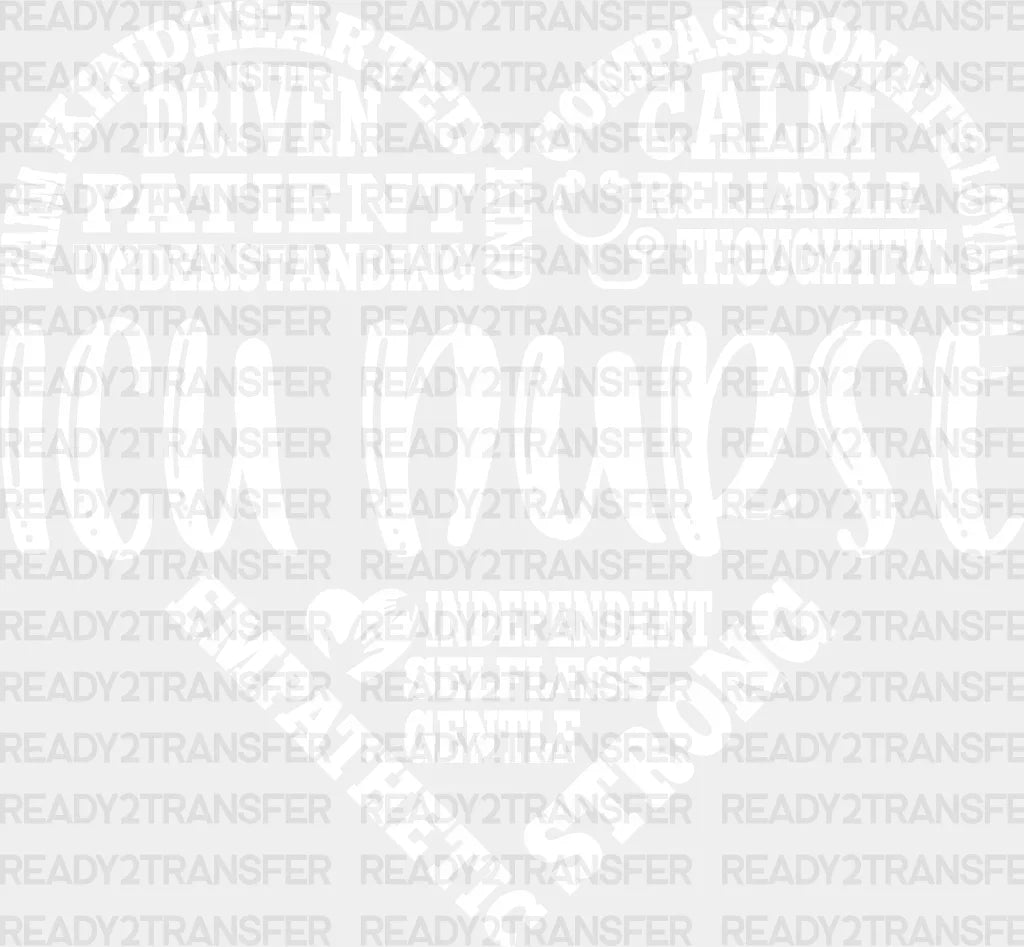 Icu Nurse Heart Design - Dtf Transfers Adult Unisex S & M (10’’) / White