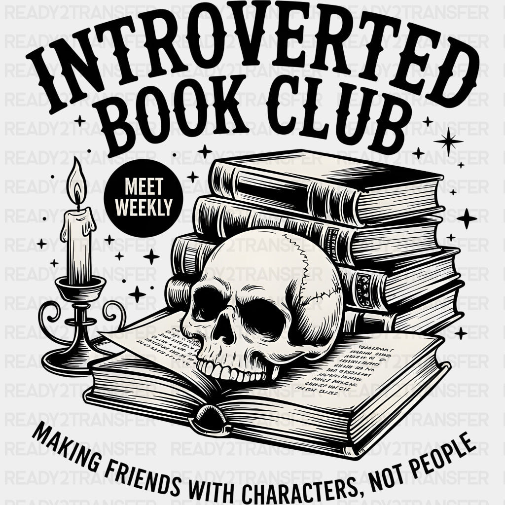 Introverted Book Club - Reading DTF Transfers ready2transfer Dark Color Design (See Imaging)