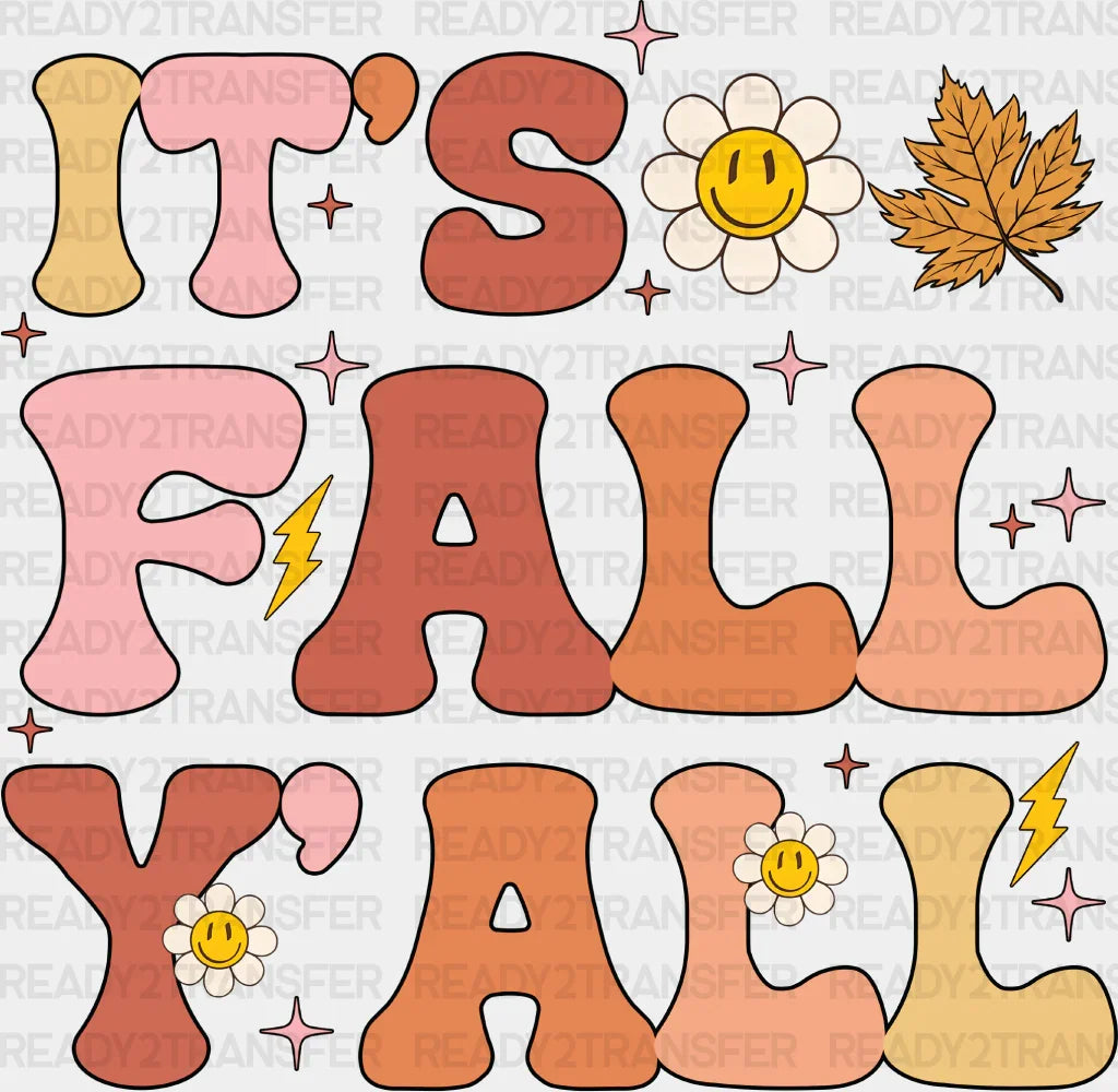 It’s Fall Yall Daisy And Leaf - Dtf Transfer Adult Unisex S & M (10’’) / Dark Color Design