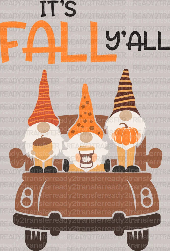 It's Fall Y'all Gnomes DTF Transfer ready2transfer