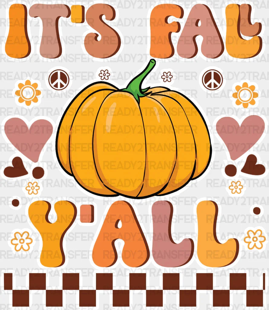It’s Fall Y’all Peace Sign Pumpkin - Dtf Transfer Adult Unisex S & M (10’’) / Light Color