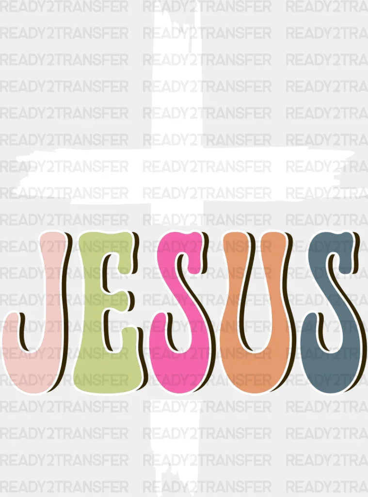 Jesus Cross Design - Christianity Dtf Heat Transfer Adult Unisex S & M (10’’) / Light Color