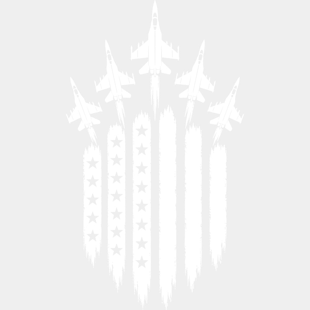 Jet Trails B&W - Air Force DTF Transfers - Adult Unisex - S & M (10’’) / Light Color Design (See Imaging)