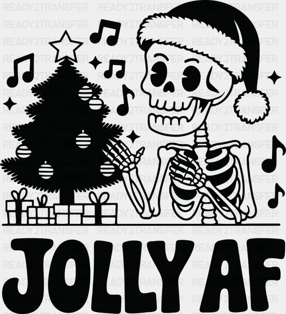 Jolly AF 4 Colors - Christmas DTF Transfer Adult Unisex - S & M (10’’) / Dark Color Design (See Imaging)