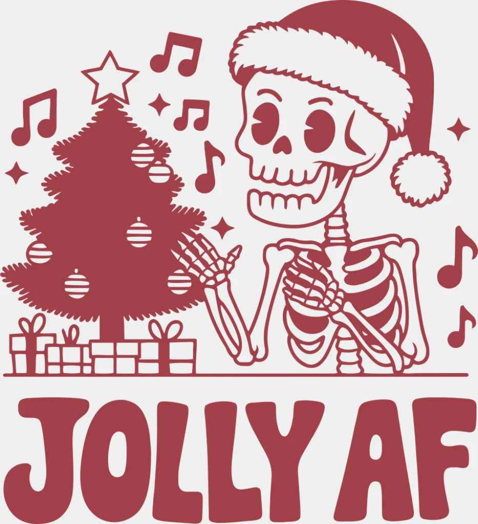Jolly AF 4 Colors - Christmas DTF Transfer Adult Unisex - S & M (10’’) / Red Color Design (See Imaging)