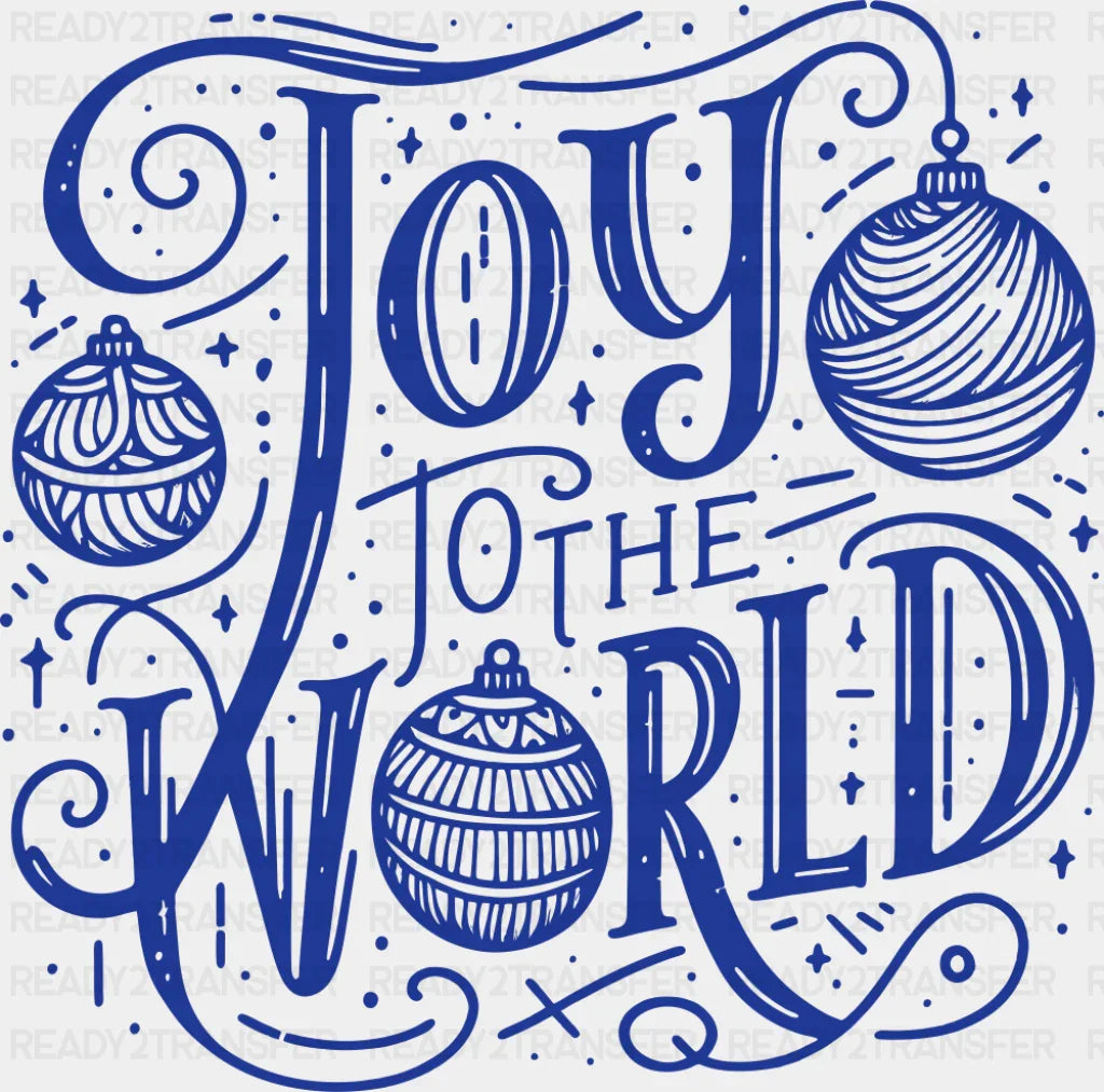 Joy To The World 4 Colors - Christmas DTF Transfer Adult Unisex - S & M (10’’) / Blue Color Design (See Imaging)