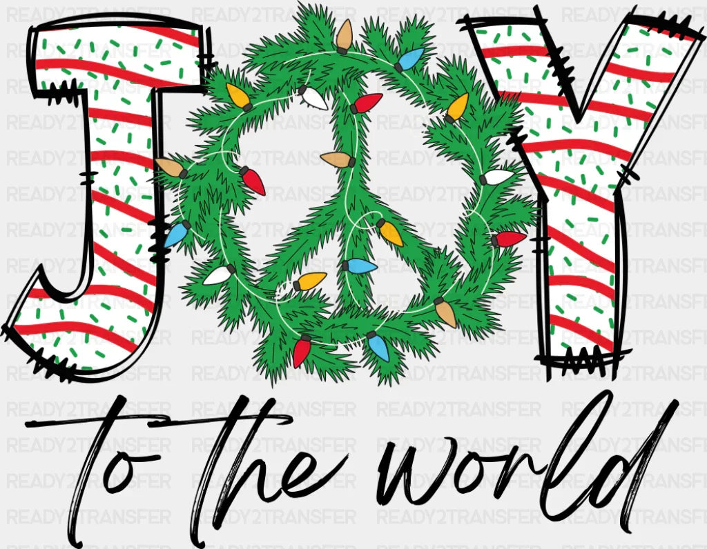 Joy To The World Christmas DTF Transfer Adult Unisex S & M (10’’) / Dark Color Design (See Imaging)