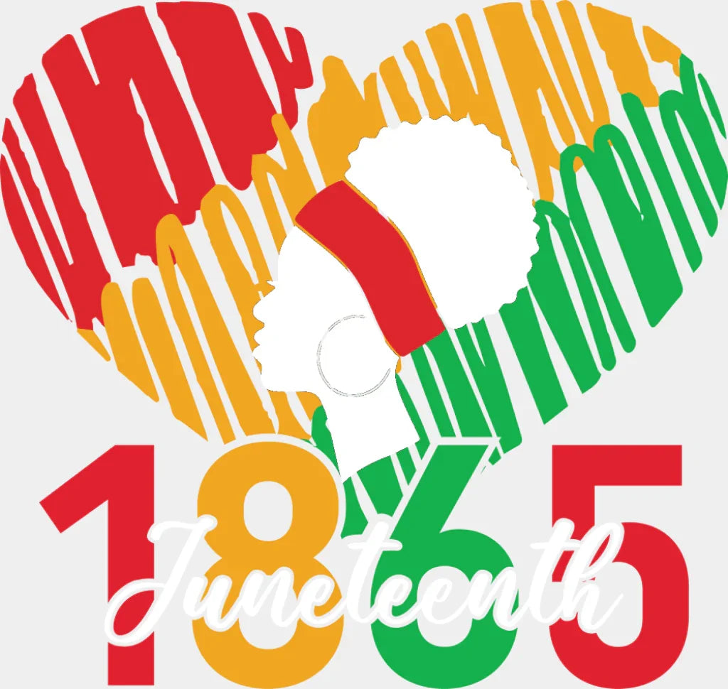 Juneteenth 1865 Heart - Juneteenth DTF Transfer Adult Unisex - S & M (10’’) / Light Color Design (See Imaging)