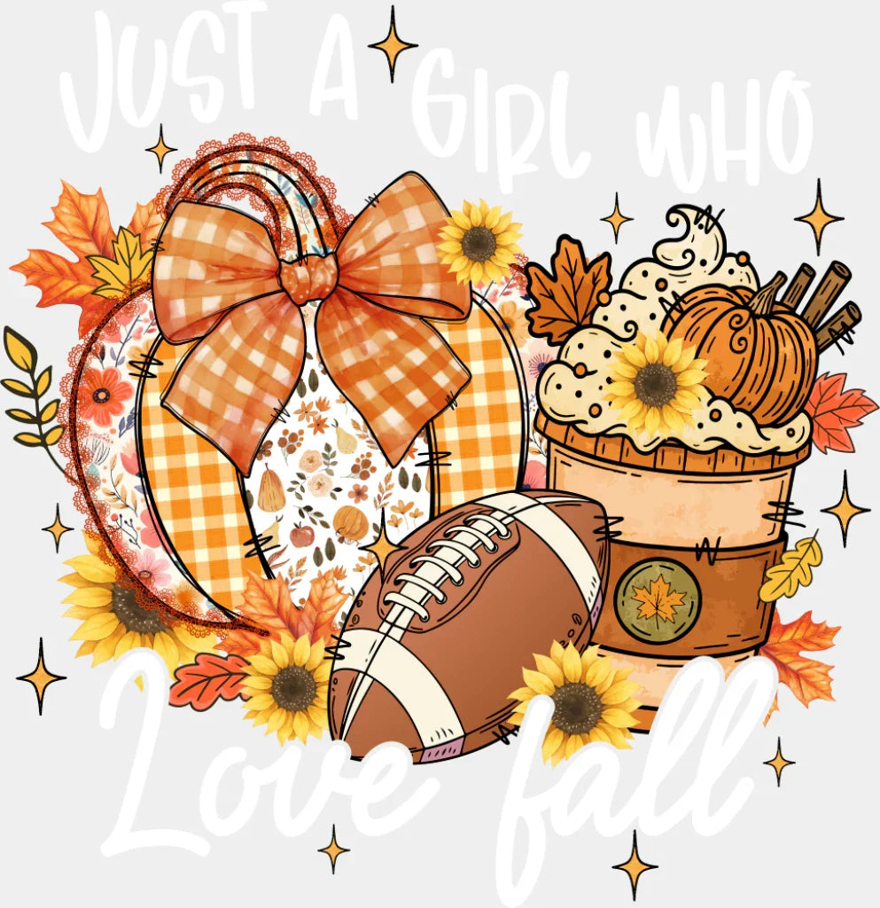 Just A Girl Who Love Fall - Fall DTF Transfer Adult Unisex - S & M (10’’) / Light Color Design (See Imaging)