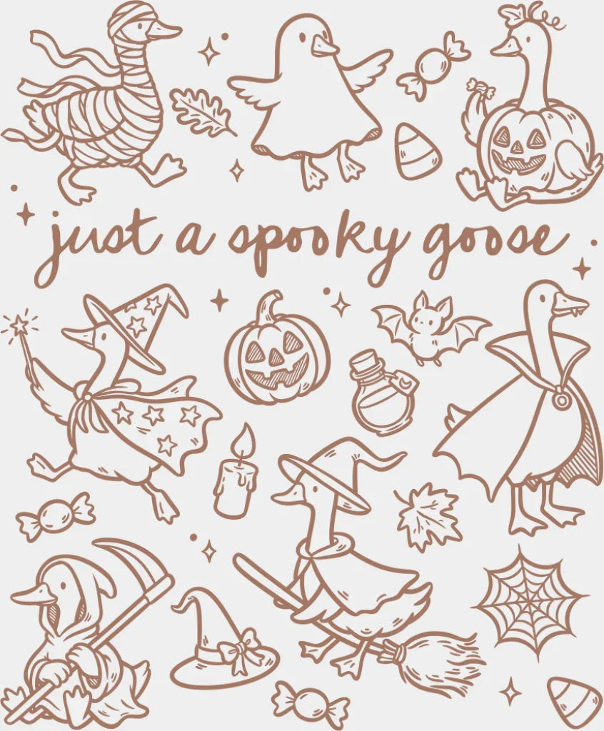 Just A Spooky Goose Black, Brown and White Design - Halloween DTF Transfer ready2transfer Brown Color Design (See Imaging)