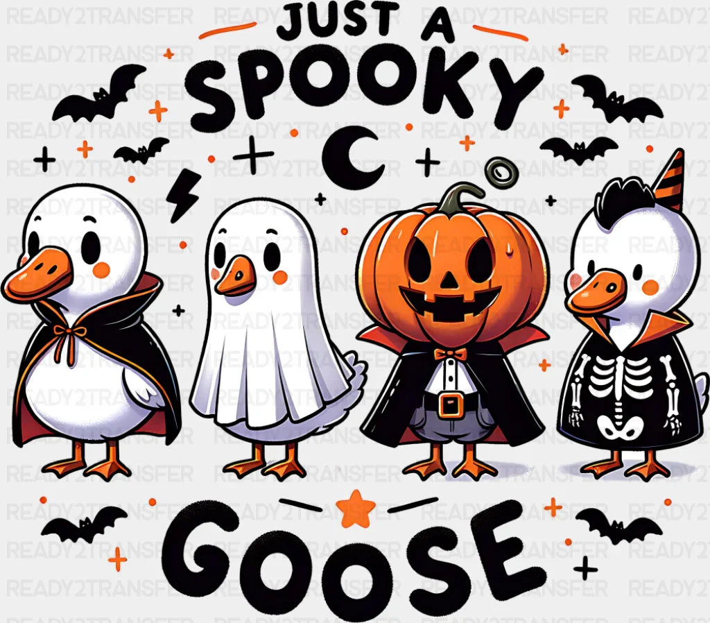 Just A Spooky Goose Cute Design Halloween DTF Transfer Adult Unisex S & M (10’’) / Dark Color Design (See Imaging)