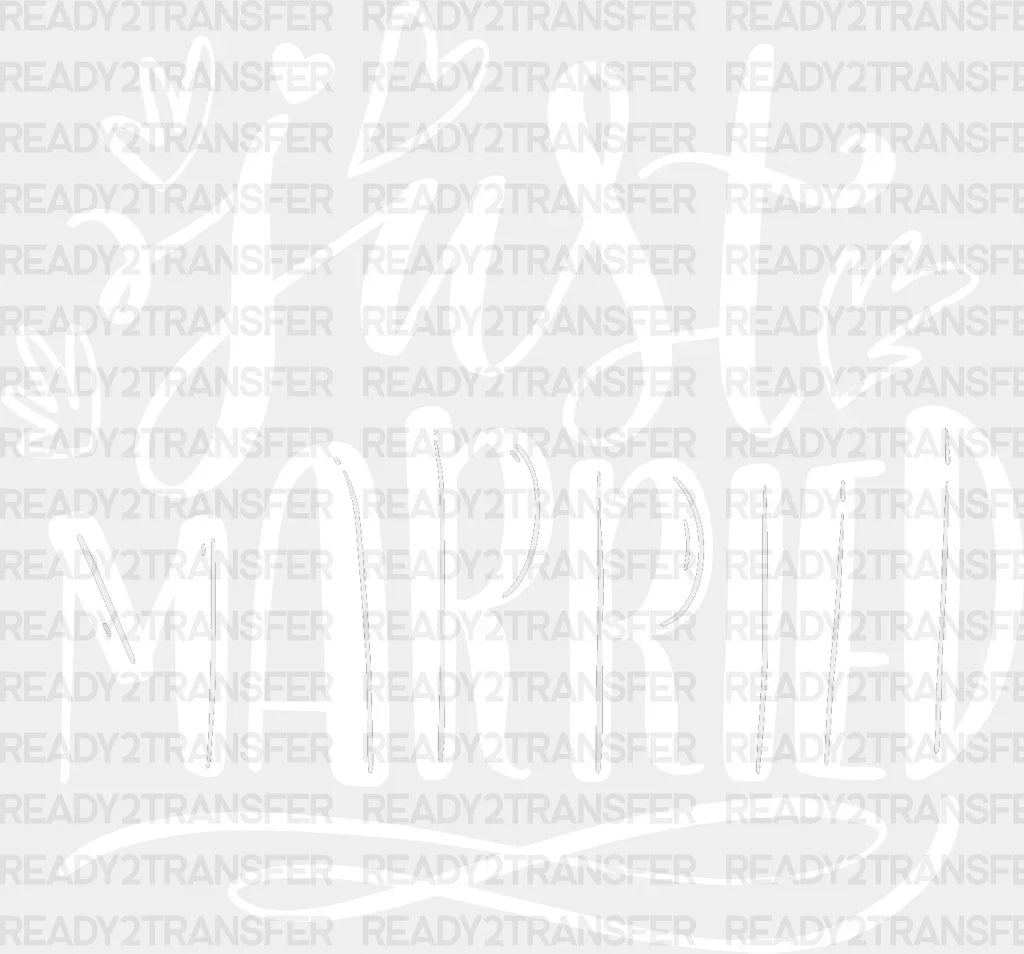 Just Married Heart Design - Honeymoon Iron On Dtf Transfer Adult Unisex S & M (10’’) / Light
