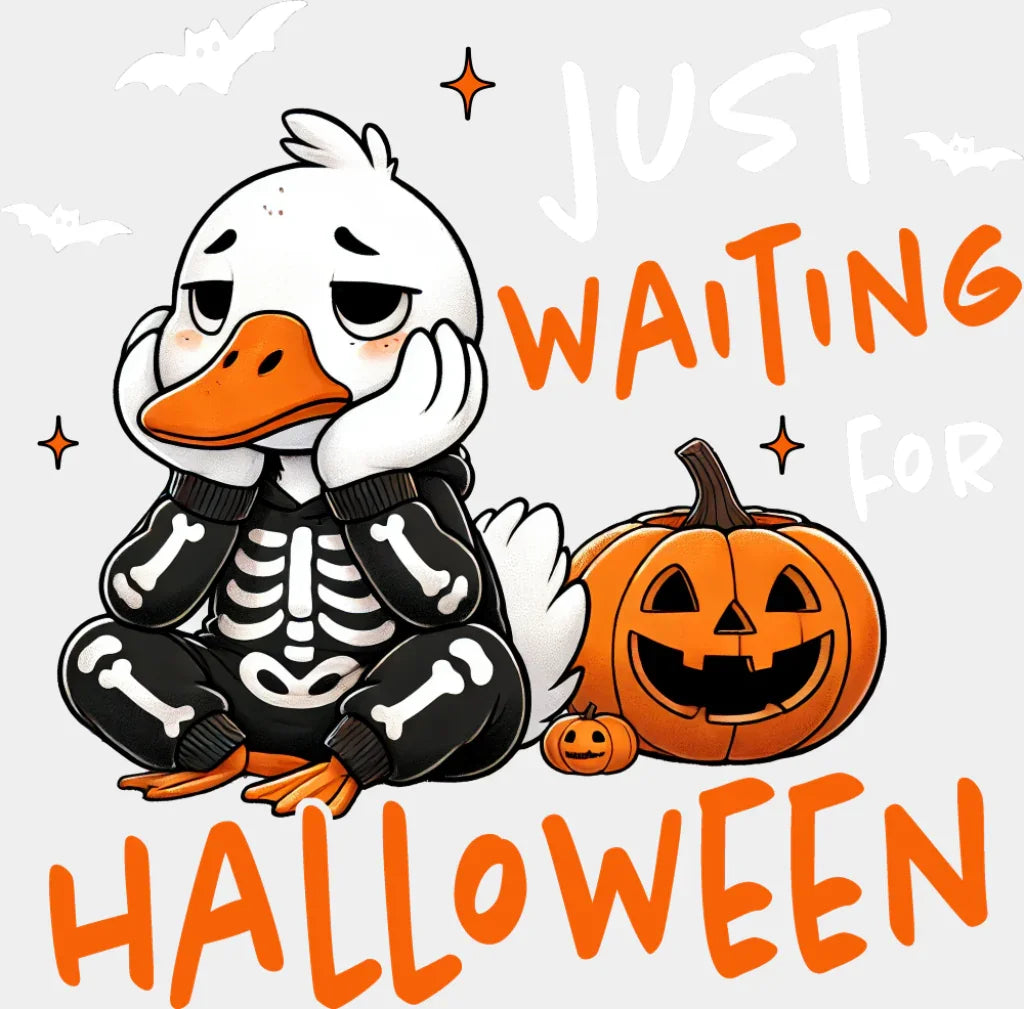Just Waiting For Halloween Goose Halloween DTF Transfer Adult Unisex S & M (10’’) / Light Color Design (See Imaging)