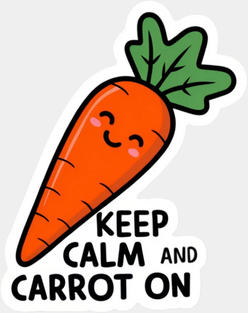 Keep Calm And Carrot On - Minimal UV Sticker Permanent UV DTF Decal Light Color Design (See Imaging)