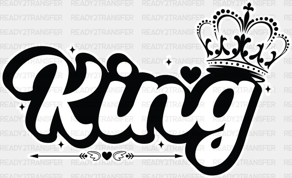King And Queen Crown - King-Queen Dtf Heat Transfer Adult Unisex S & M (10’’) / Dark Color