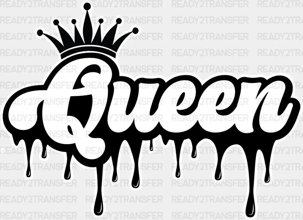 King And Queen Dripping Design - King-Queen Dtf Heat Transfer Adult Unisex S & M (10’’) / Light