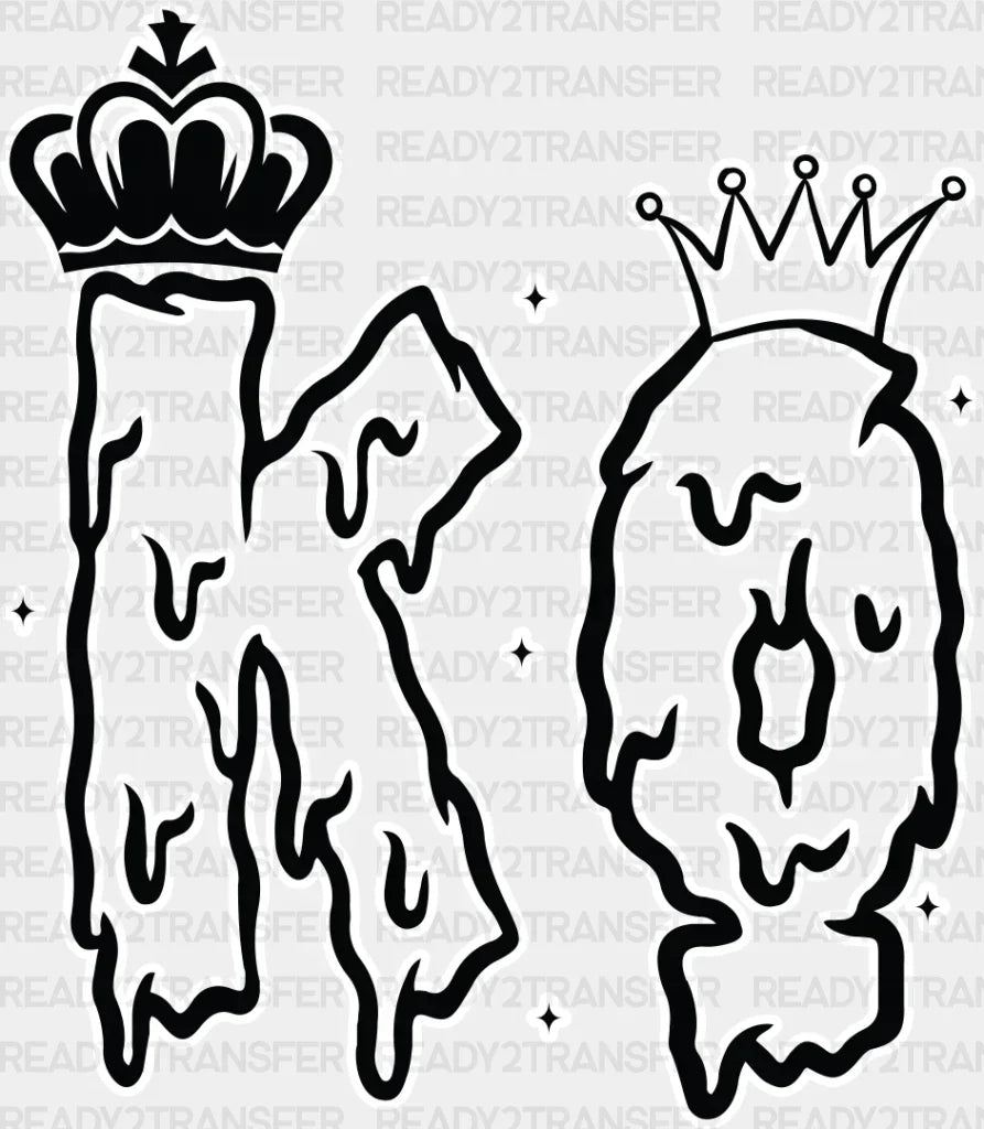 King And Queen Letter - King-Queen Dtf Heat Transfer