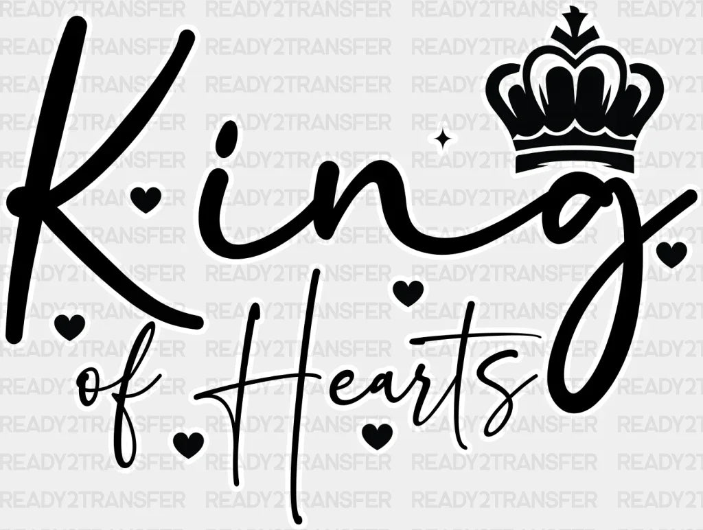 King Queen Of Hearts - King-Queen Dtf Heat Transfer Adult Unisex S & M (10’’) / Dark Color