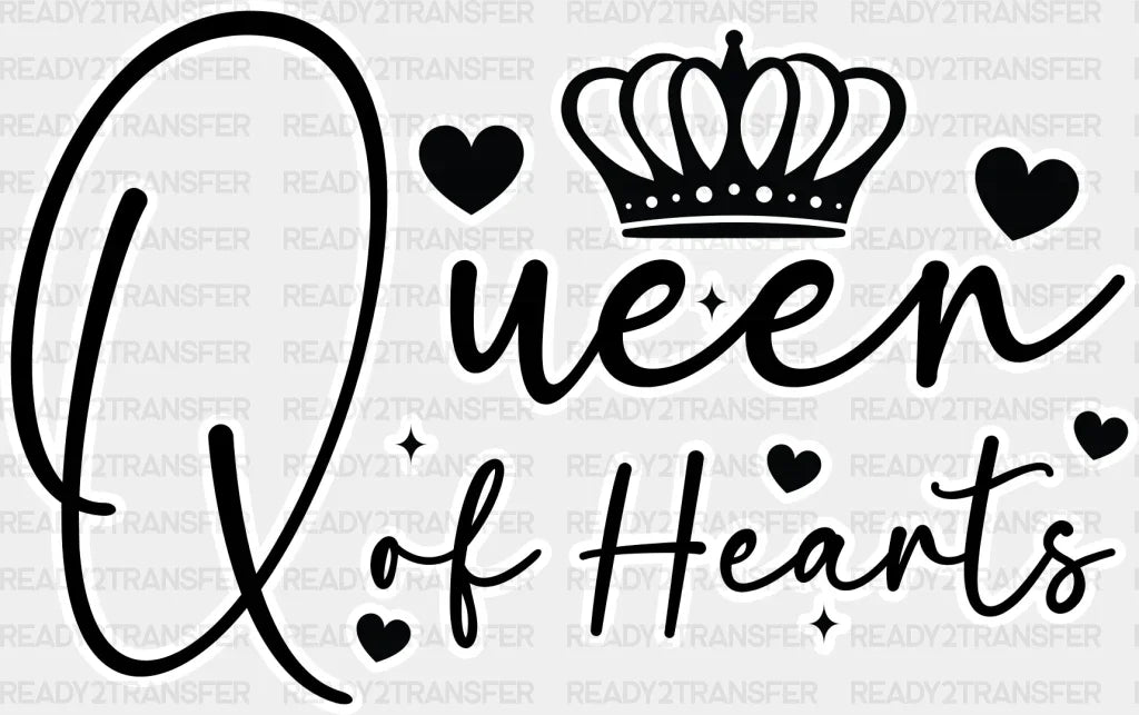 King Queen Of Hearts - King-Queen Dtf Heat Transfer Adult Unisex S & M (10’’) / Light Color