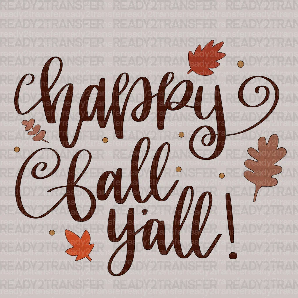 Leaf Happy Fall Y'all DTF Transfer ready2transfer Red