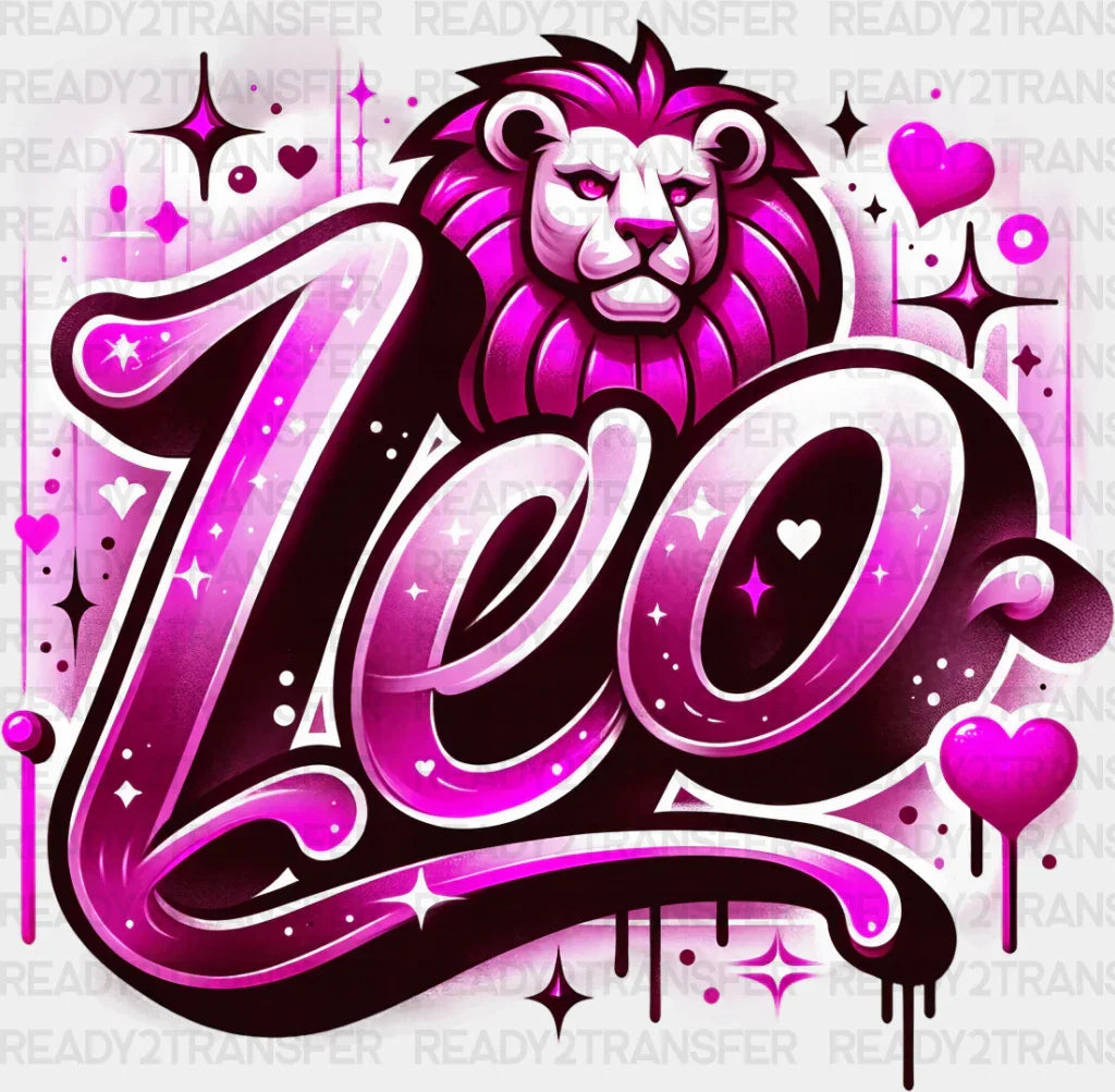 Leo Blue And Pink - Zodiacs & Horoscopes Dtf Transfer Adult Unisex S M (10’’) / Color Design