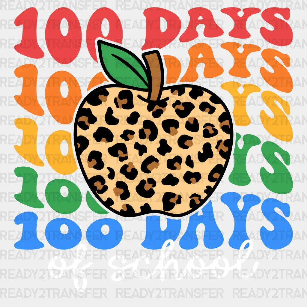 Leo Design Apple 100 Days Of School Dtf Transfer