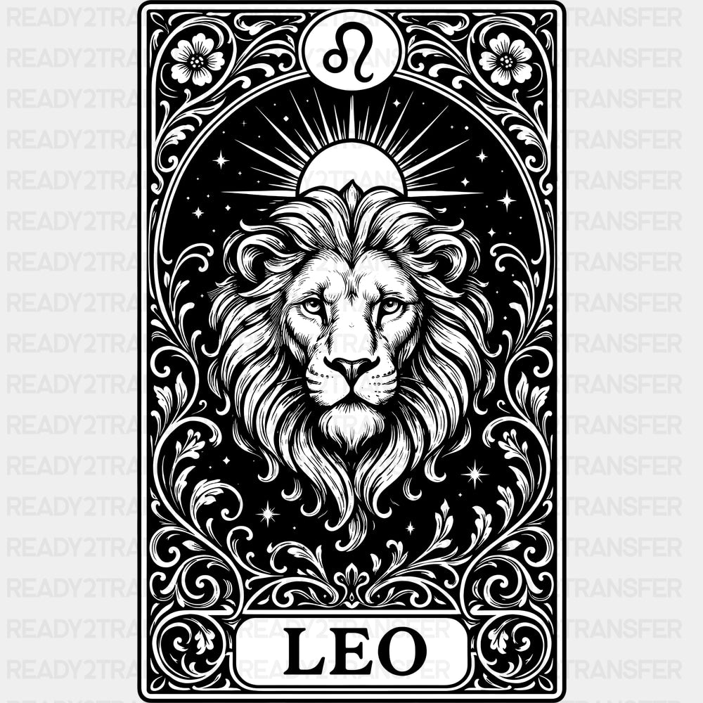 Leo Tarot Card - Zodiacs & Horoscopes DTF Transfers - Adult Unisex - S & M (10’’) / Dark Color Design (See Imaging)
