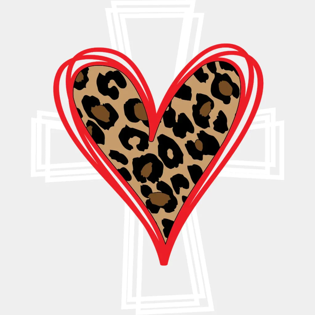 Leopard Heart Cross Easter Dtf Heat Transfer Design