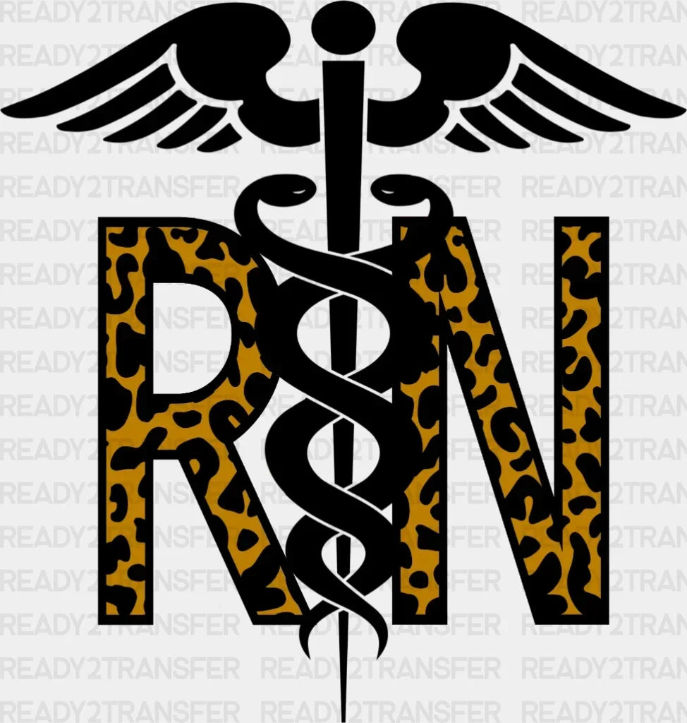 Leopard RN Nurse DTF Heat Transfer, Nurse Design, Healthcare Workers DTF ready2transfer