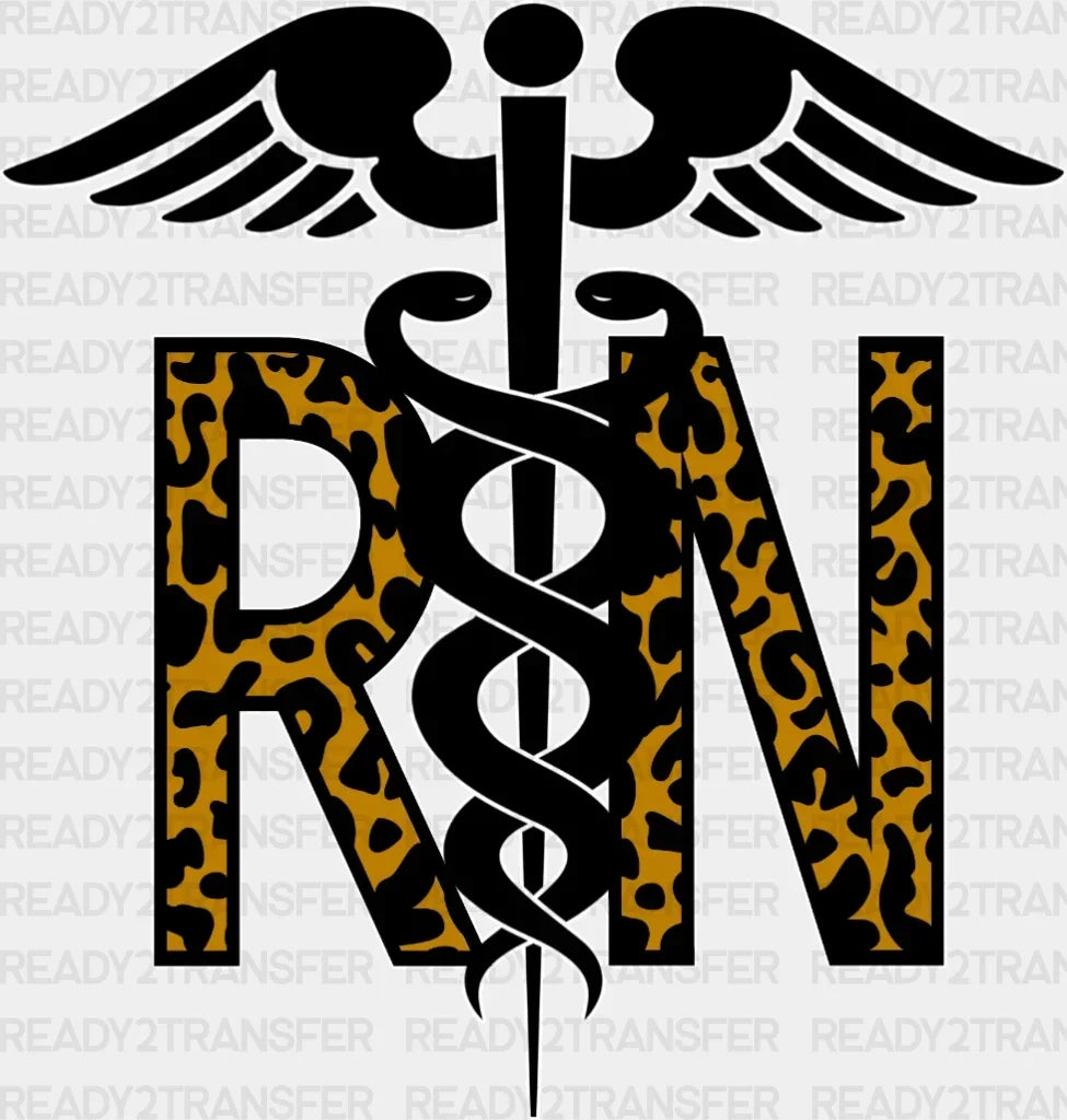 Leopard RN Nurse DTF Heat Transfer, Nurse Design, Healthcare Workers DTF ready2transfer