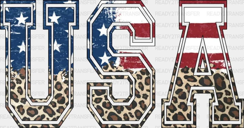 Leopard Usa 4Th Of July Dtf Heat Transfer Independence Day Design Fourth