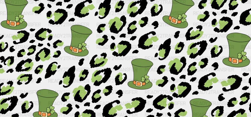 Leprechaun Hat Leopard Print - St Patrick Cup Wrap Uv Sticker Permanent Dtf Decal