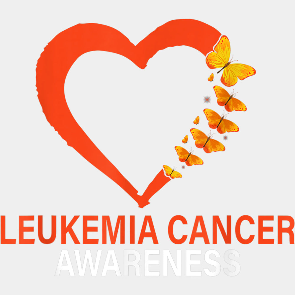 Leukemia Cancer, Orange Heart & Butterflies - Leukemia DTF Transfers ready2transfer Light Color Design (See Imaging)