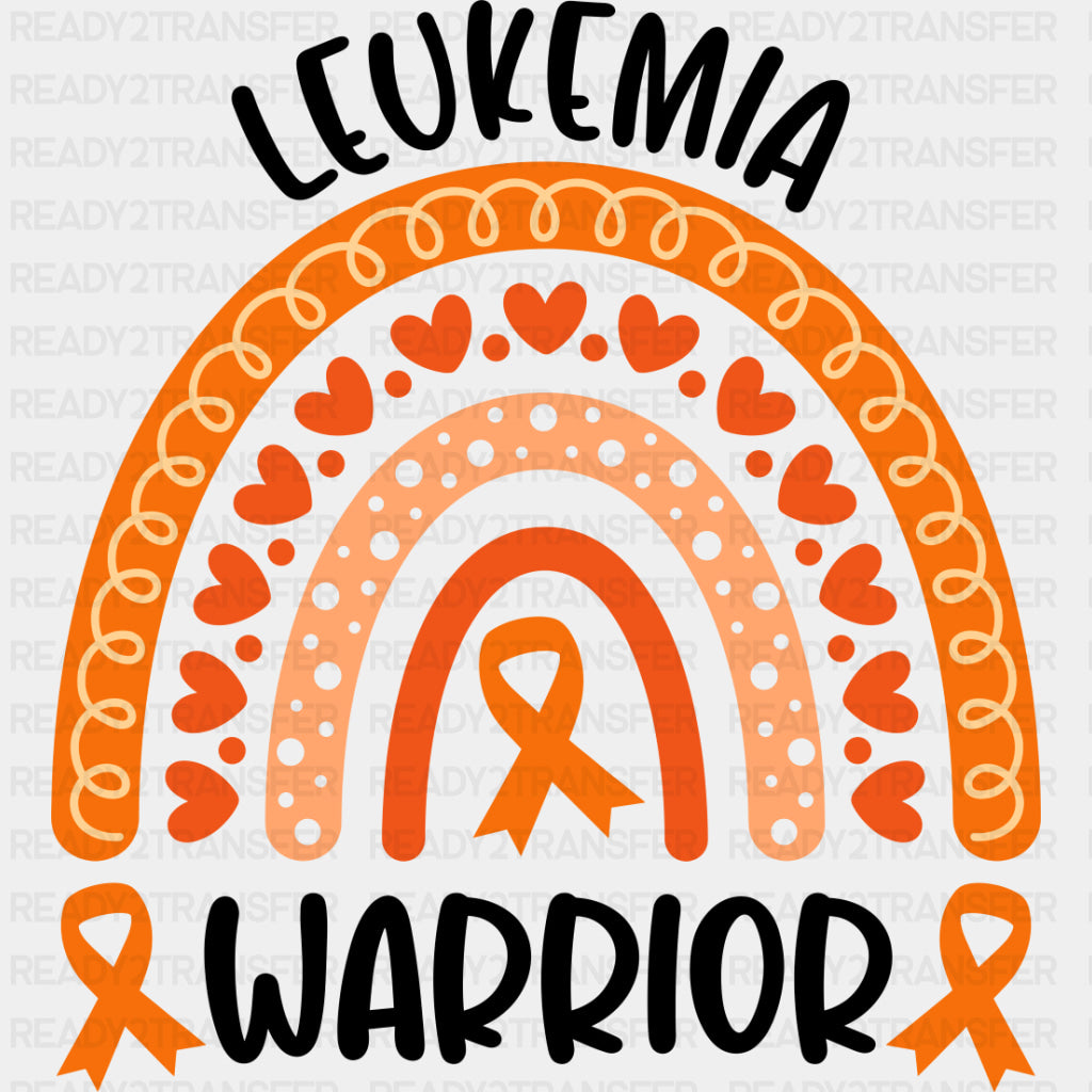 Leukemia Warrior Rainbow - Leukemia DTF Transfers - Adult Unisex - S & M (10’’) / Dark Color Design (See Imaging)