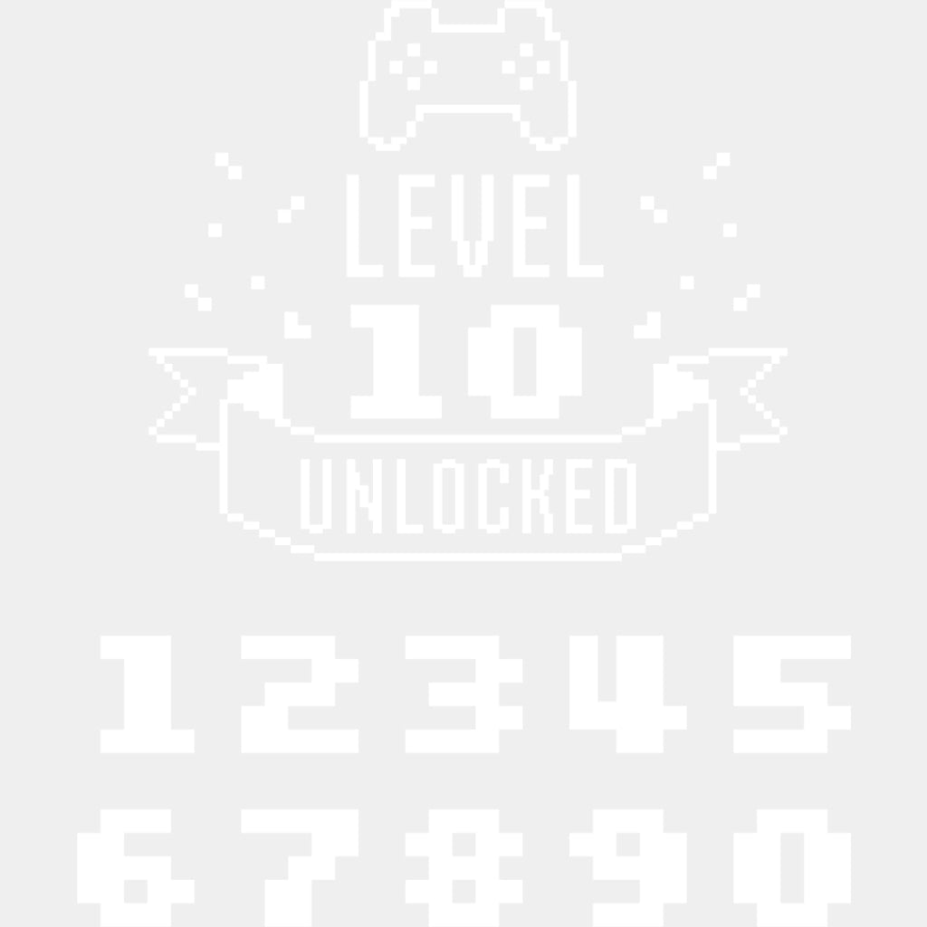 Level 10 Unlocked - Video Game DTF Heat Transfer ready2transfer Light Color Design ( See imaging )